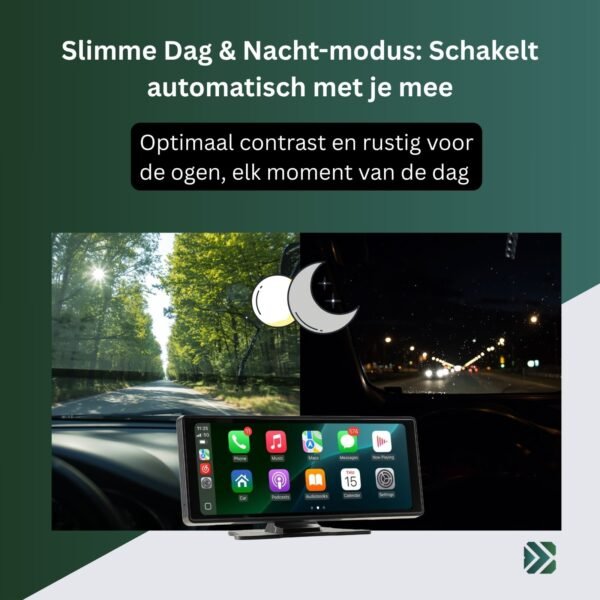 Draagbaar CarPlay & Android Auto Touchscreen met Dag- & Nachtmodus