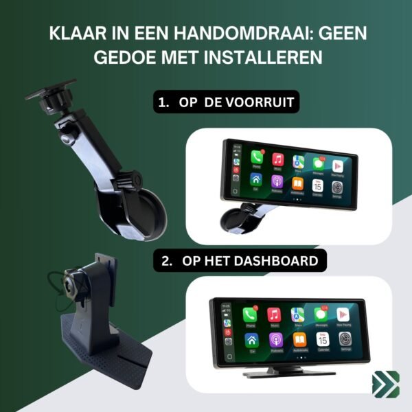 Draagbaar CarPlay & Android Auto Touchscreen met Dubbele Bevestiging